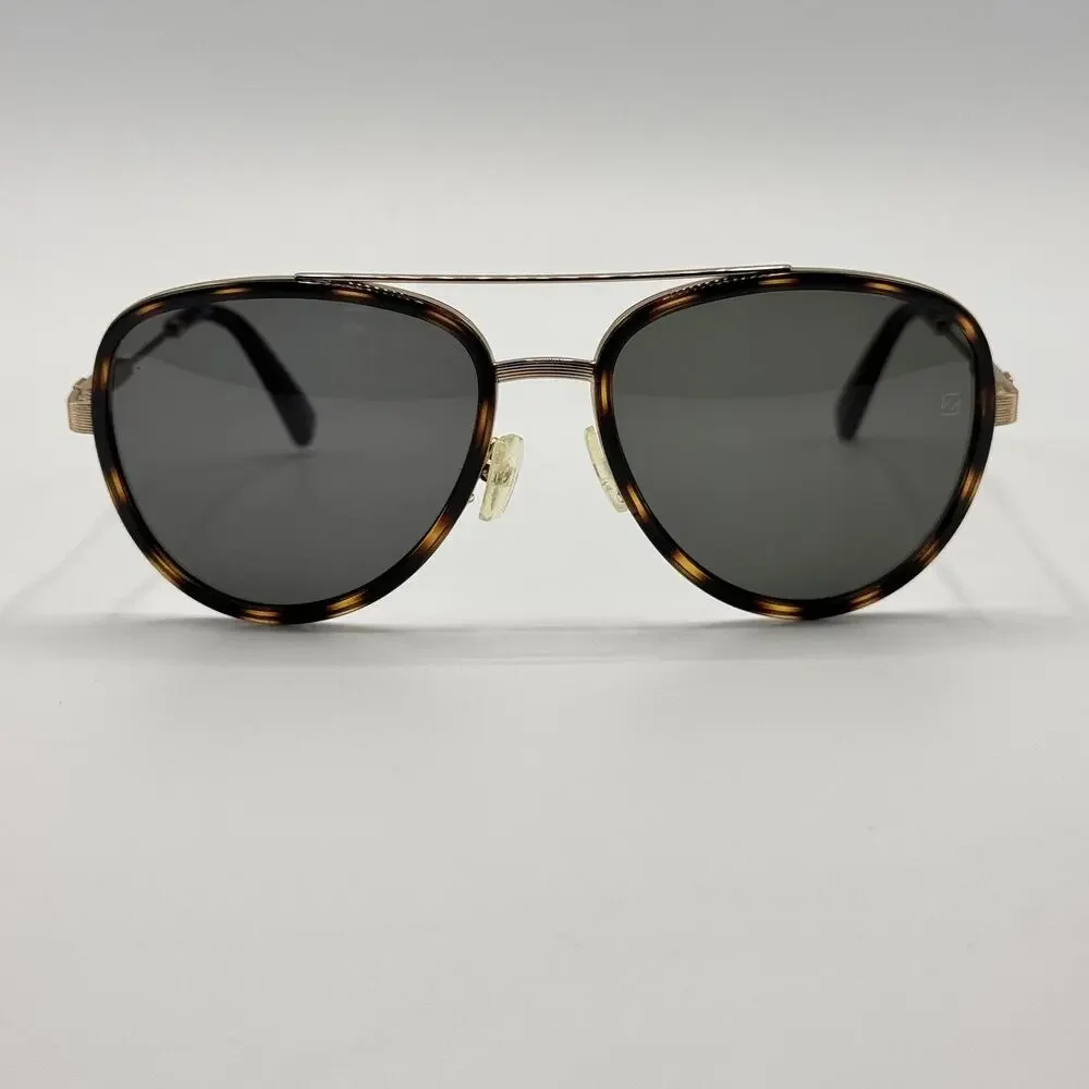Ermenegildo Zegna Sunglasses EZ0008 28N Mens Tortoise Aviator Green Lens 58mm